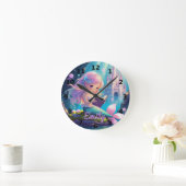Niedliche Mermaid-Leselampe Runde Wanduhr (Zuhause)