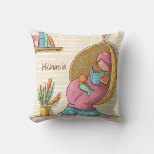 Niedliche Mermaid mit Cat Reading Nook Kissen
