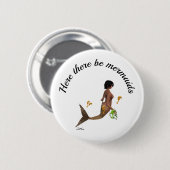 Niedliche Mermaid mit Seepferde Button Button (Vorne & Hinten)