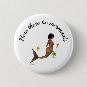 Niedliche Mermaid mit Seepferde Button Button