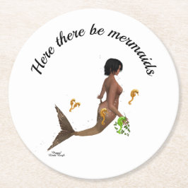 Niedliche Mermaid mit Seepferde Papier Untersetzer