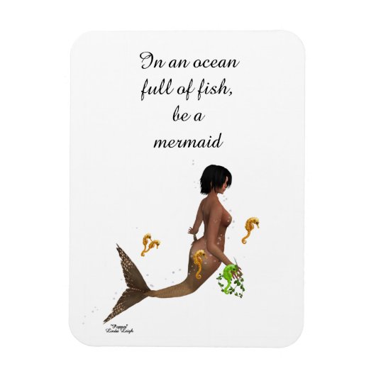 Niedliche Mermaid mit Seepferden, flexibles Foto M Magnet (Vertikal)