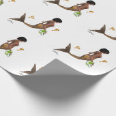 Niedliche Mermaid mit Seepferden Geschenkpapier (Ecke)