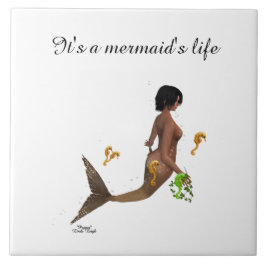 Niedliche Mermaid mit Seepferden Keramik Tile Fliese