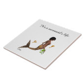 Niedliche Mermaid mit Seepferden Keramik Tile Fliese (Seite)