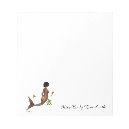 Niedliche Mermaid mit Seepferden Notepad Notizblock (Vorderseite)
