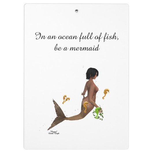 Niedliche Mermaid mit Seepferden Zwischenablage Klemmbrett (Rückseite)