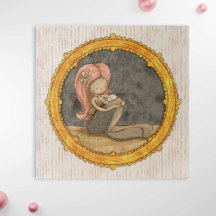 Niedliche Mermaid Mother and Baby Portrait Illustr