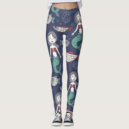 Niedliche Mermaid Pattern Leggings (Vorderseite)
