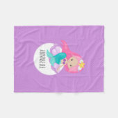 Niedliche Mermaid Princess Girl Sea Muschel Lila S Fleecedecke (Vorderseite (Horizontal))