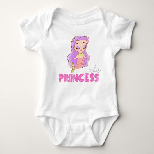 Niedliche Mermaid-Prinzessin Baby Bodysuit Baby Strampler (Vorderseite)