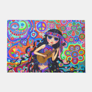 Niedliche Mermaid Puppe Hippie Chick Gitarre Big E Fußmatte