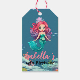 Niedliche Mermaid Rainbow farbige Krone Geburtstag Geschenkanhänger