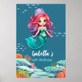 Niedliche Mermaid Rainbow farbige Krone Geburtstag Poster (Vorne)