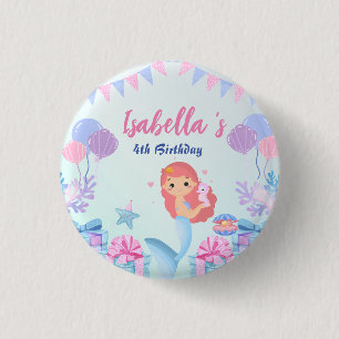 Niedliche Mermaid Rainbow Watercolor Geburtstagspa Button