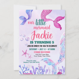 Niedliche Mermaid Schwanz Geburtstagspartei Einlad Einladung