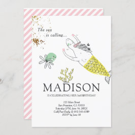 Niedliche Mermaid Unicorn Imitats Gold Geburtstags Einladung