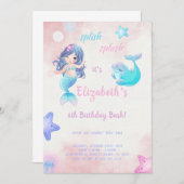 Niedliche Mermaid zum Geburtstag Einladung (Vorne/Hinten)