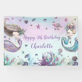 Niedliche Mermaids Geburtstag Pool Party Hintergru Banner (Horizontal)