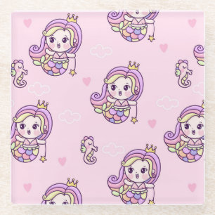 Niedliche Mermaids Glasuntersetzer