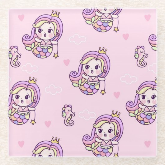 Niedliche Mermaids Glasuntersetzer (Vorderseite)