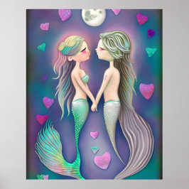 Niedliche Mermaids Liebe Valentinstag Geschenk Poster