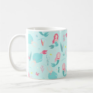 Niedliche Mermaids rosa und türkisfarbenes Muster Kaffeetasse
