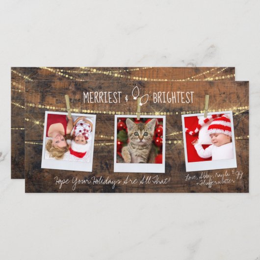 Niedliche Merriest & Brightest 3-Foto-Karte (Vorne/Hinten)