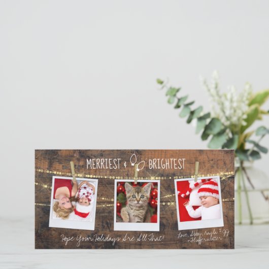 Niedliche Merriest & Brightest 3-Foto-Karte (Stehend Vorderseite)