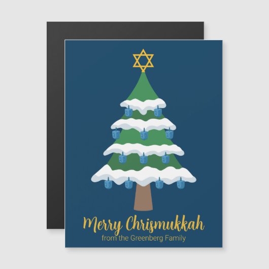 Niedliche Merry Chrismukkah Tree Magnet-Karten Magnetkarte (Vorne/Hinten)