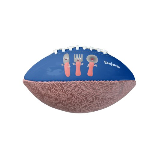 Niedliche Messergabel und Löffelbesteck Cartoon Football (Gedreht 90)