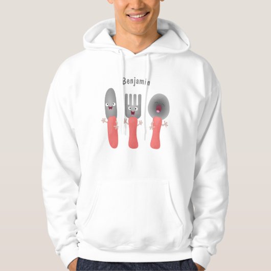 Niedliche Messergabel und Löffelbesteck Cartoon Hoodie (Vorderseite)