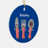 Niedliche Messergabel und Löffelbesteck Cartoon Keramik Ornament (Rechts)