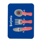 Niedliche Messergabel und Löffelbesteck Cartoon Magnet (Vertikal)