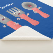 Niedliche Messergabel und Löffelbesteck Cartoon Sherpadecke (3/4)