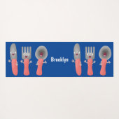 Niedliche Messergabel und Löffelbesteck Cartoon Yogamatte (Rückseite (Horizontal))