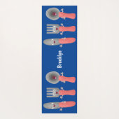 Niedliche Messergabel und Löffelbesteck Cartoon Yogamatte (Rückseite)