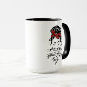 Niedliche Messy Bun Getting Stuff Fertige Schwarze Tasse (VorderseiteRechts)