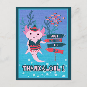 Niedliche mexikanische Axolotl Dankeschön-Karte Postkarte