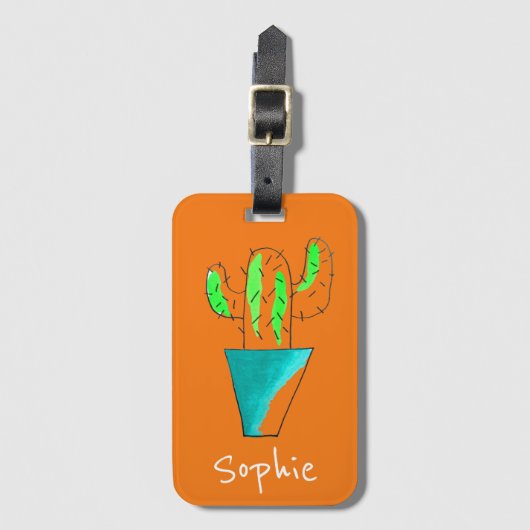 Niedliche mexikanische Kakteen-Pflanze Gepäckanhänger (Vorderseite Vertikal)