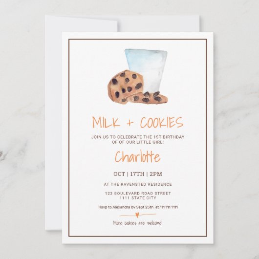 Niedliche Milchkekse Aquarell Foto Erstgeburt Einladung (Vorderseite)
