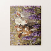 Niedliche Milchkühe Kälber Lupine Blume Puzzle (Vertikal)