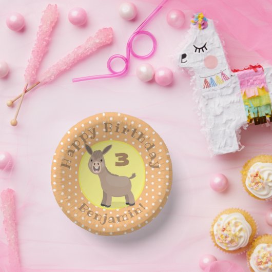 Niedliche Mini-Esel-Cartoon-Abbildung Pappteller (Party)