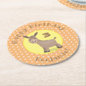 Niedliche Mini-Esel-Cartoon-Abbildung Runder Pappuntersetzer (Angewinkelt)