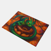 Niedliche Mini Green Dragon & Donut Fantasy Art Fußmatte (Schrägansicht)