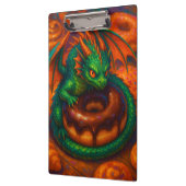 Niedliche Mini Green Dragon & Donut Fantasy Art Klemmbrett (Links)