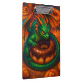 Niedliche Mini Green Dragon & Donut Fantasy Art Klemmbrett (Rechts)