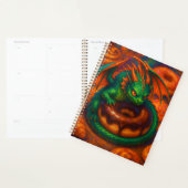 Niedliche Mini Green Dragon & Donut Fantasy Art Planer (Anzeige)