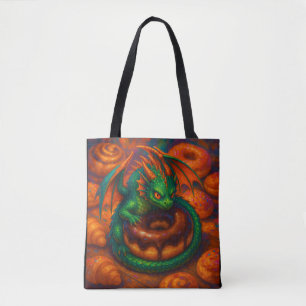 Niedliche Mini Green Dragon & Donut Fantasy Art Tasche