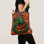 Niedliche Mini Green Dragon & Donut Fantasy Art Tasche (Von Nahem)